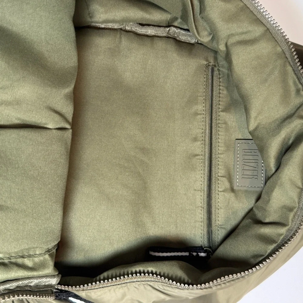 BLUZEN Puffer Backpack Quilted Nylon Olive Green Lightweight Carry All‎ Bag